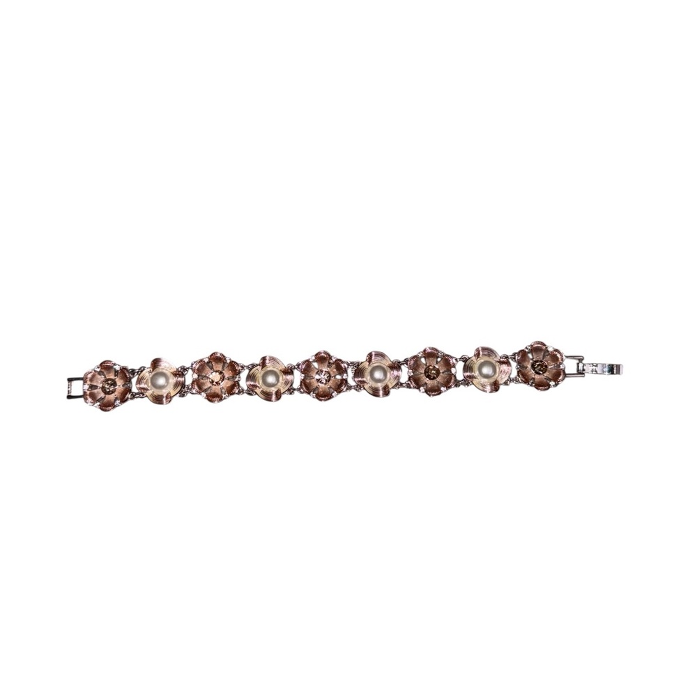 Papier Elegant Pink Brown & Pearl Floral Bracelet